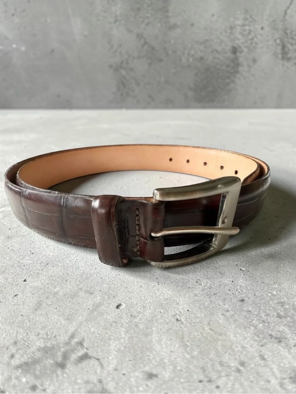 Martin Dingman Alligator Grain Italian Calfskin Chestnut Men’s Belt Size 40
